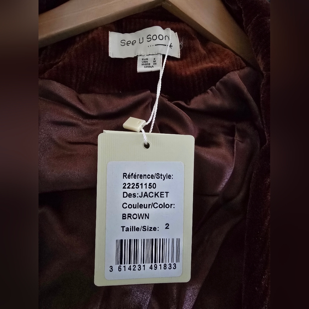 NEW See U Soon Brown Corduroy Blazer - Picture 10 of 11